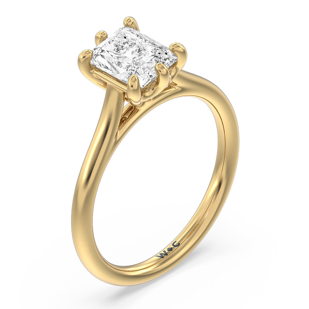 Six Prong Cathedral Basket Engagement Ring with Radiant Cut Diamond in 14KT Yellow Gold view 3
