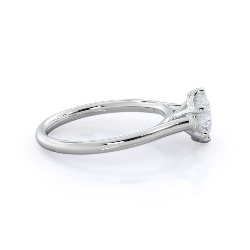 Six Prong Cathedral Basket Engagement Ring with Round Cut Diamond in 14KT Platinum view 3
