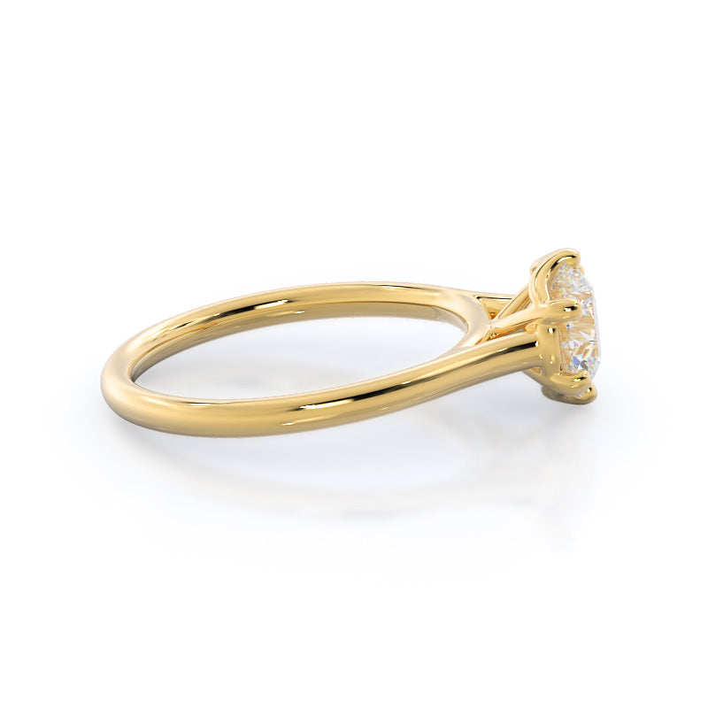 Six Prong Cathedral Basket Engagement Ring with Round Cut Diamond in 14KT Yellow Gold view 3
