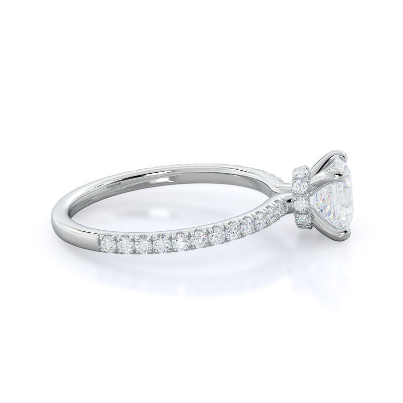 Pave Love Knot Diamond Engagement Ring with Asscher Cut Diamond in 14KT Platinum view 3
