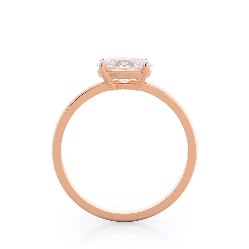 Classic Four Prong East West Engagement Ring with West Oval Cut Diamond in 14KT Rose Gold view 2
