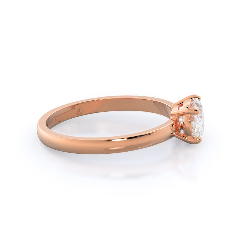Classic Four Prong East West Engagement Ring with West Oval Cut Diamond in 14KT Rose Gold view 3
