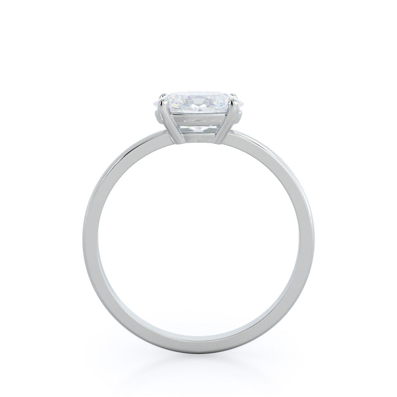 Classic Four Prong East West Engagement Ring with West Oval Cut Diamond in 14KT Platinum view 2
