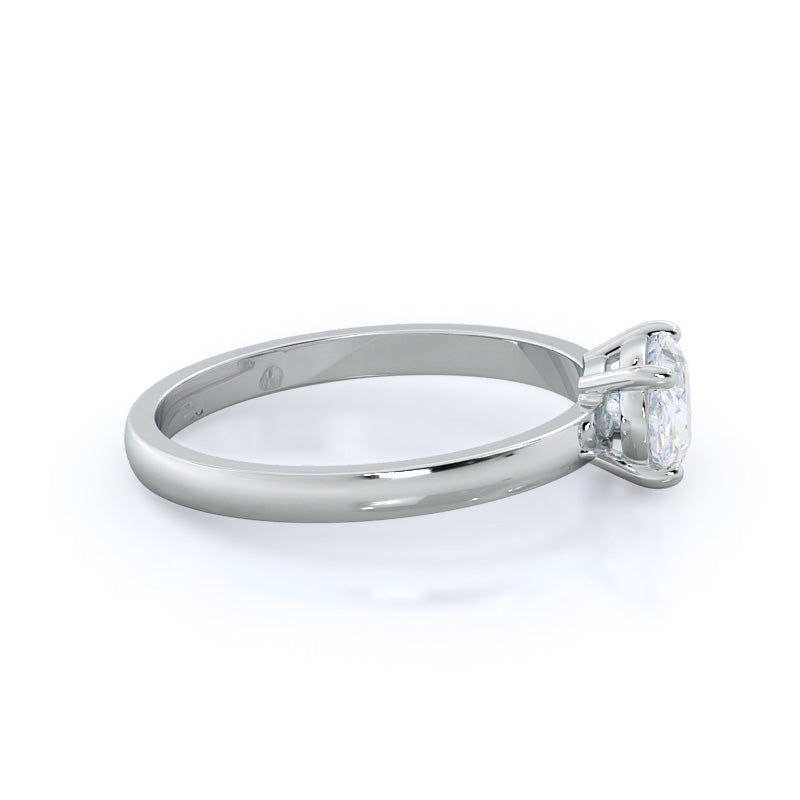 Classic Four Prong East West Engagement Ring with West Oval Cut Diamond in 14KT Platinum view 3
