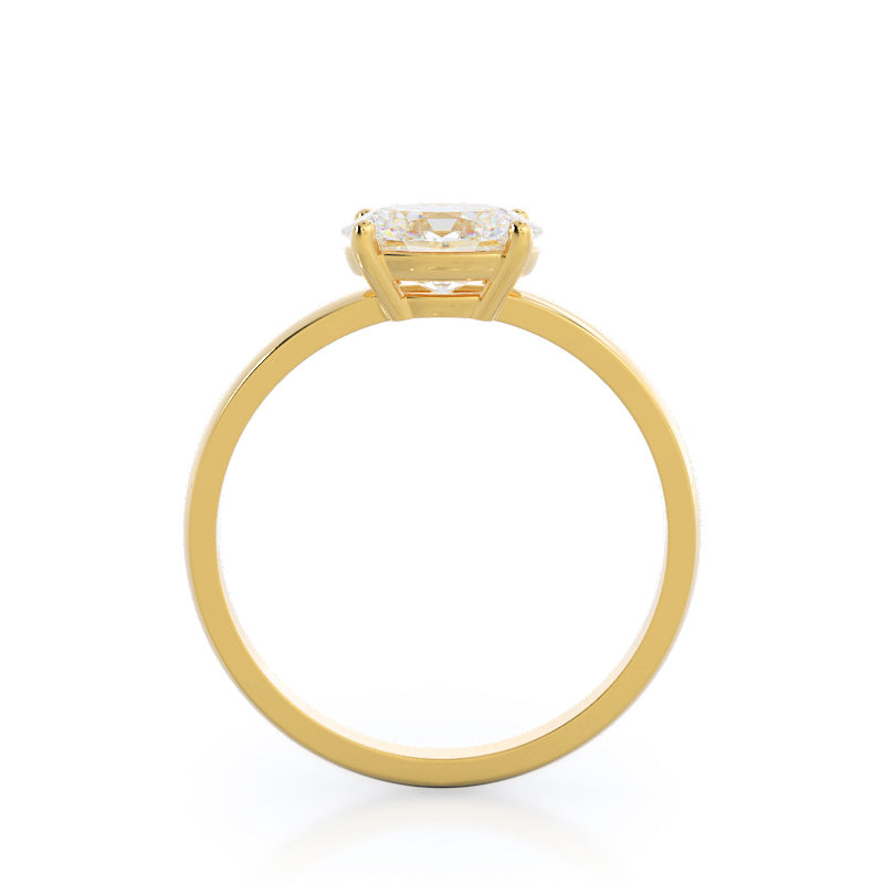 Classic Four Prong East West Engagement Ring with West Oval Cut Diamond in 14KT Yellow Gold view 2
