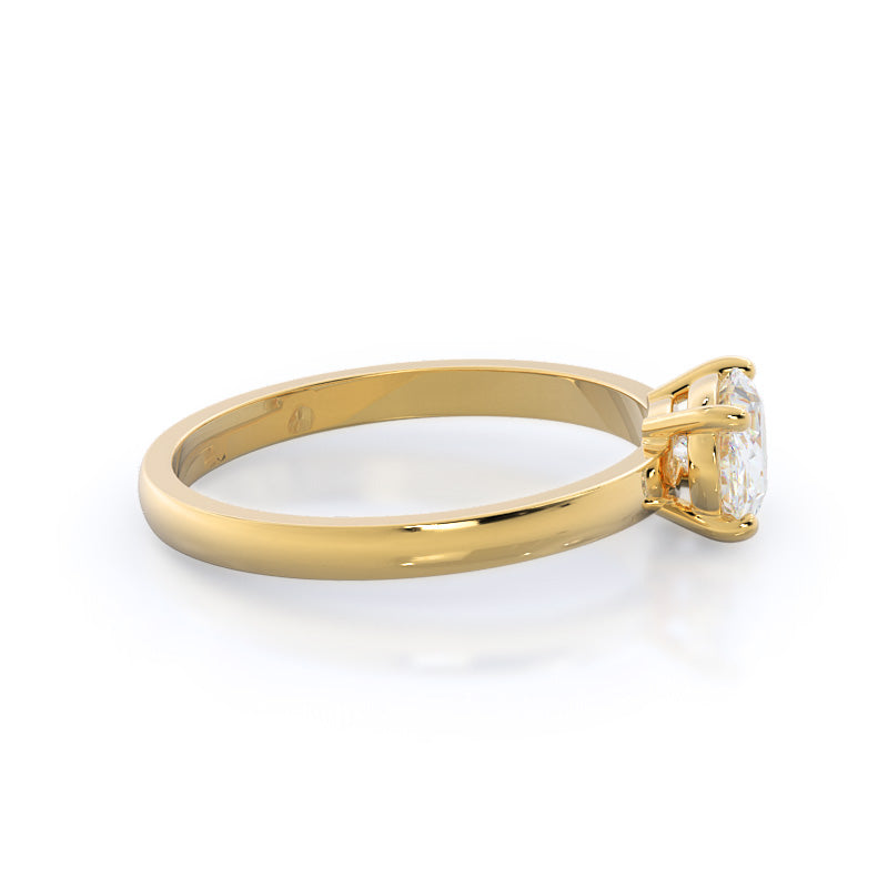 Classic Four Prong East West Engagement Ring with West Oval Cut Diamond in 14KT Yellow Gold view 3
