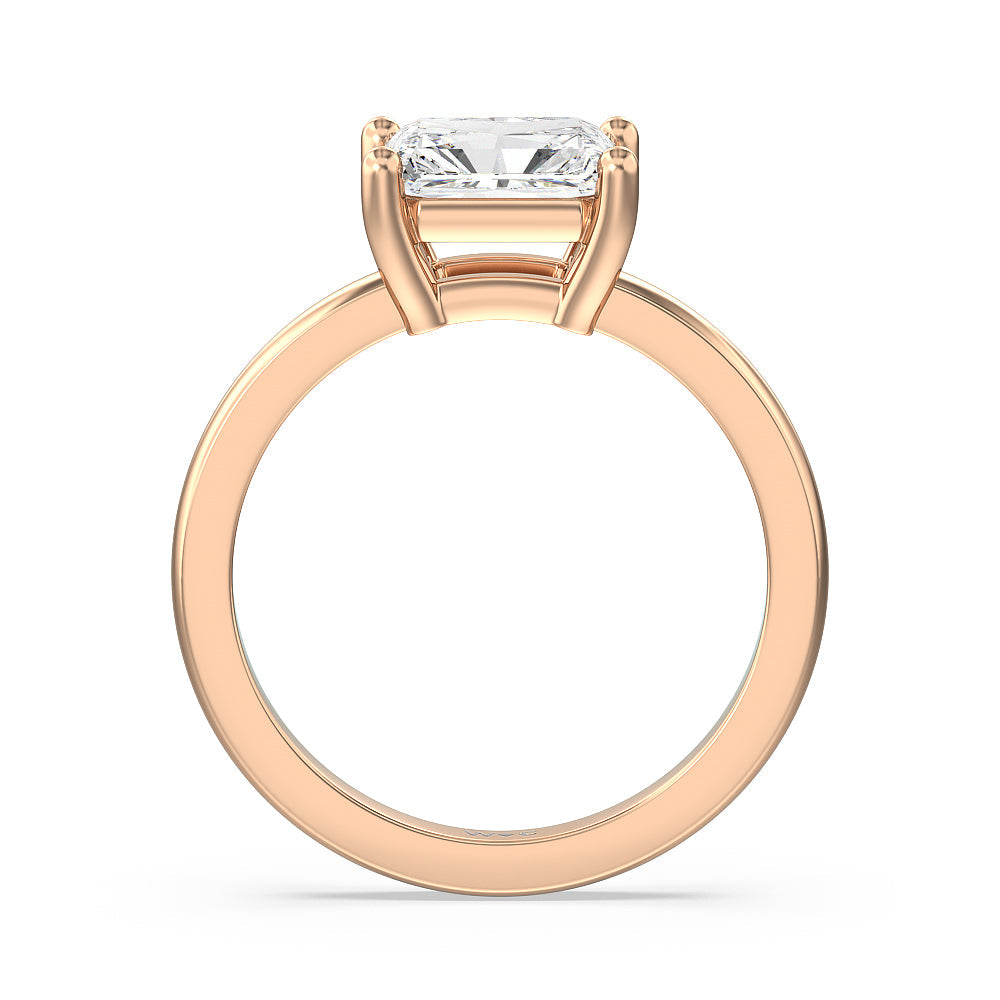 Classic Four Prong East West Engagement Ring with West Radiant Cut Diamond in 14KT Rose Gold view 2
