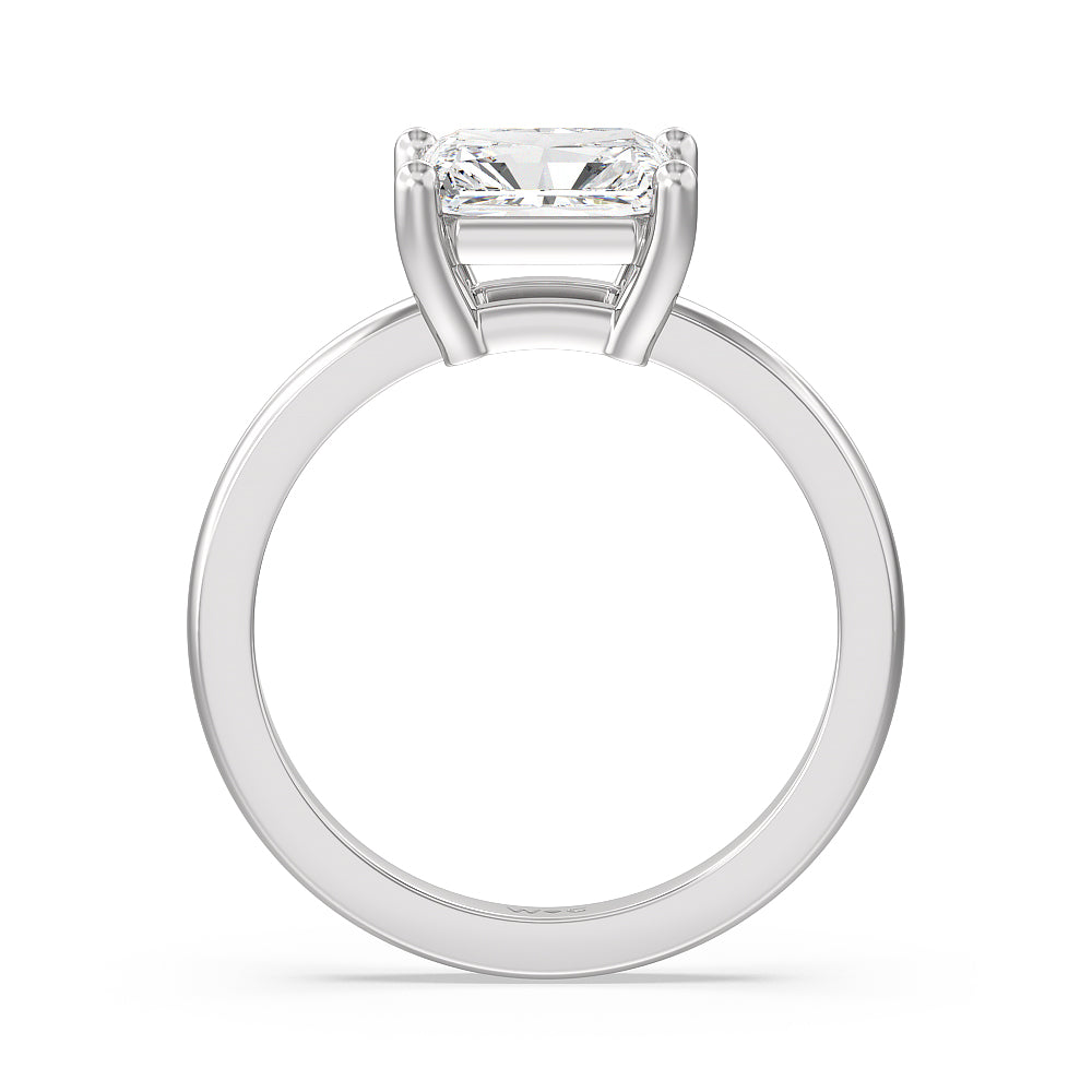Classic Four Prong East West Engagement Ring with West Radiant Cut Diamond in 14KT Platinum view 2
