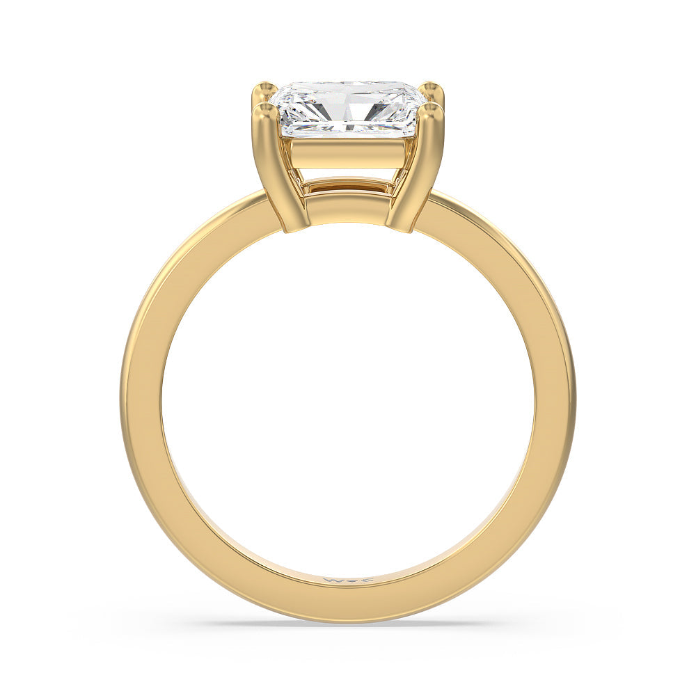 Classic Four Prong East West Engagement Ring with West Radiant Cut Diamond in 14KT Yellow Gold view 2
