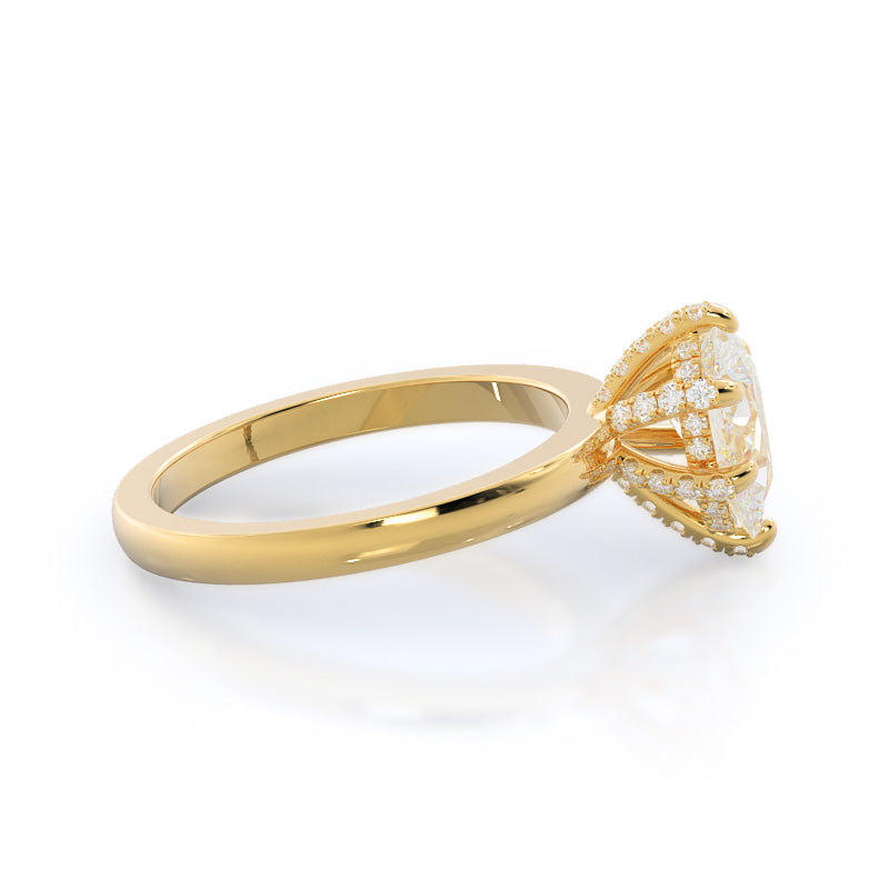 Diamond Basket Solitaire Engagement Ring with Pear Cut Diamond in 14KT Yellow Gold view 3
