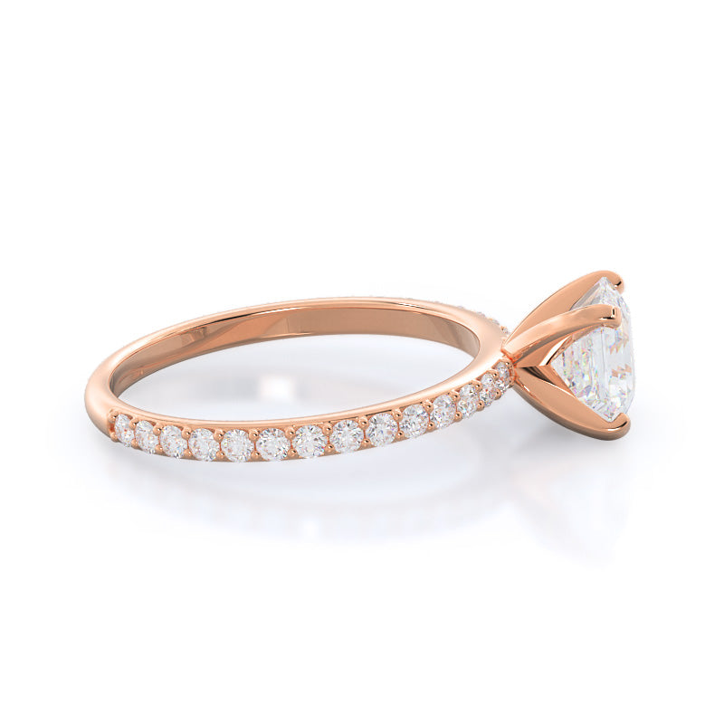 Asscher Cut Diamond Pave Engagement Ring with Lab Grown Diamond in 14KT Rose Gold view 3
