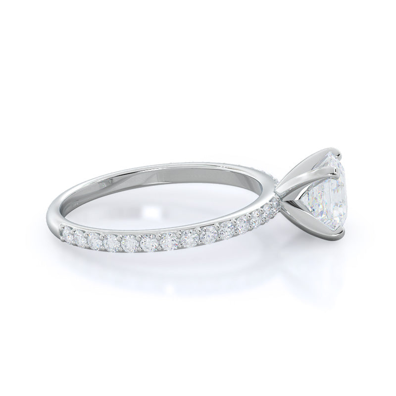Asscher Cut Diamond Pave Engagement Ring with Lab Grown Diamond in 14KT Platinum view 3
