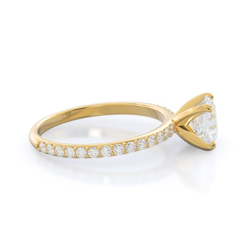 Asscher Cut Diamond Pave Engagement Ring with Lab Grown Diamond in 14KT Yellow Gold view 3
