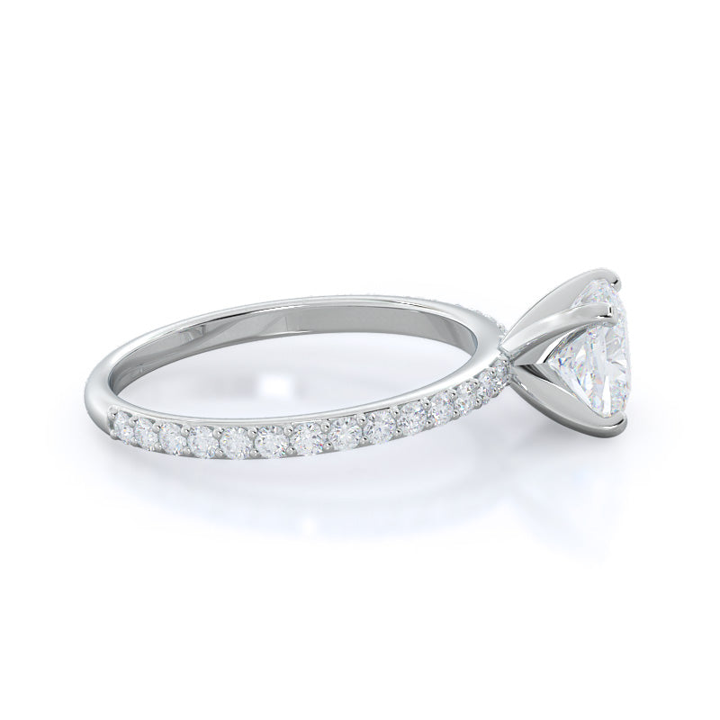 Cushion Cut Diamond Pave Engagement Ring with Lab Grown Diamond in 14KT Platinum view 3
