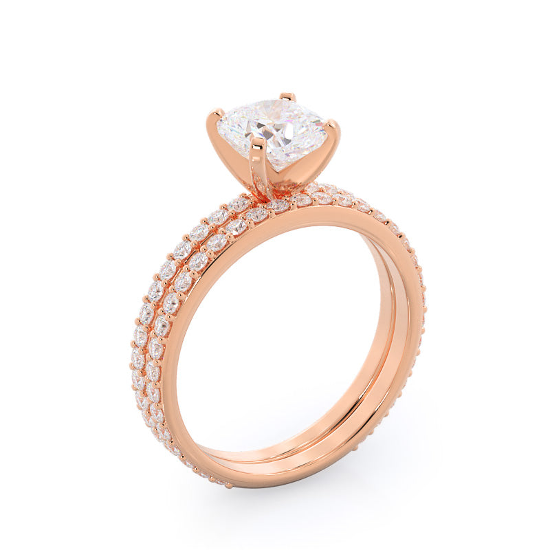 Pear Cut Diamond Pave Engagement Ring with Lab Grown Diamond in 14KT Rose Gold view 4
