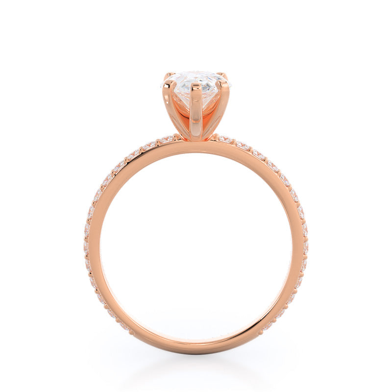 Pear Cut Diamond Pave Engagement Ring with Lab Grown Diamond in 14KT Rose Gold view 2
