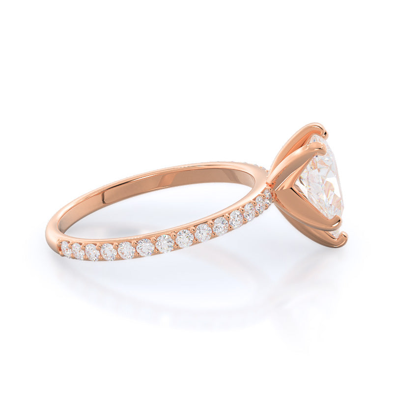 Pear Cut Diamond Pave Engagement Ring with Lab Grown Diamond in 14KT Rose Gold view 3
