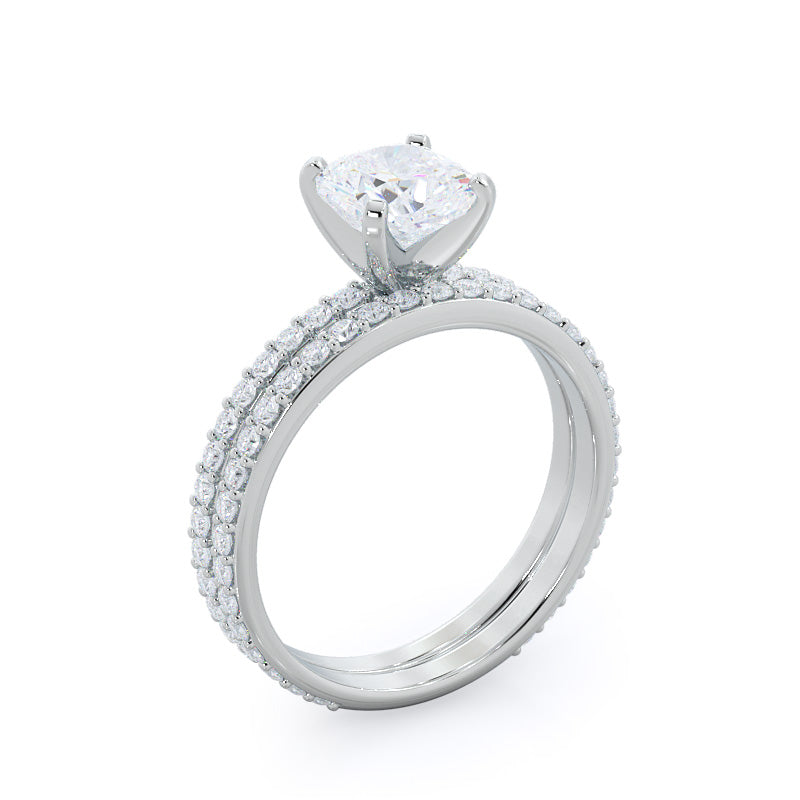 Pear Cut Diamond Pave Engagement Ring with Lab Grown Diamond in 14KT Platinum view 4
