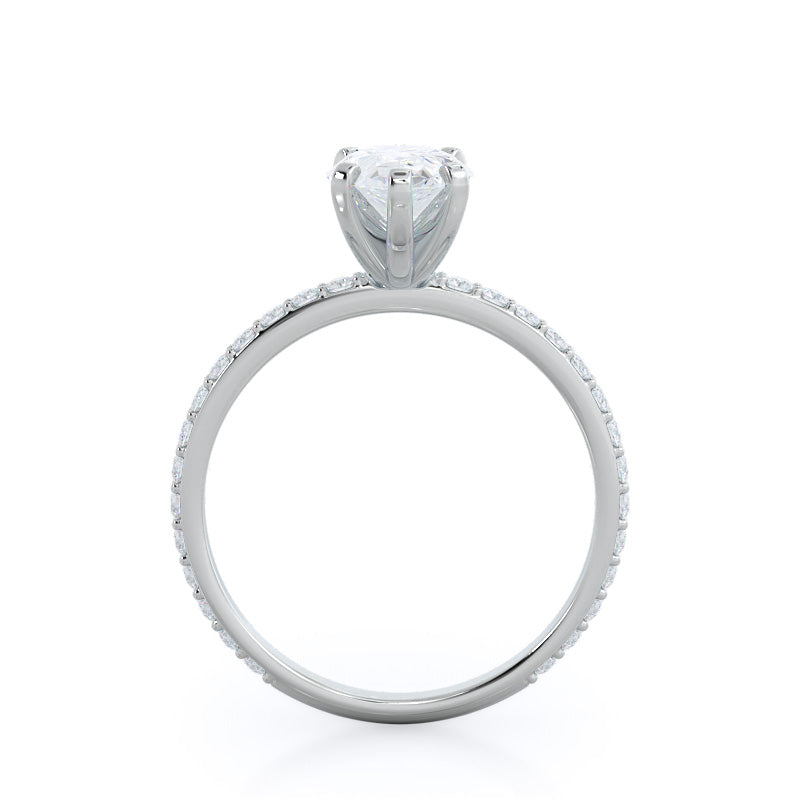 Pear Cut Diamond Pave Engagement Ring with Lab Grown Diamond in 14KT Platinum view 2
