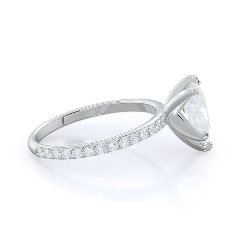 Pear Cut Diamond Pave Engagement Ring with Lab Grown Diamond in 14KT Platinum view 3
