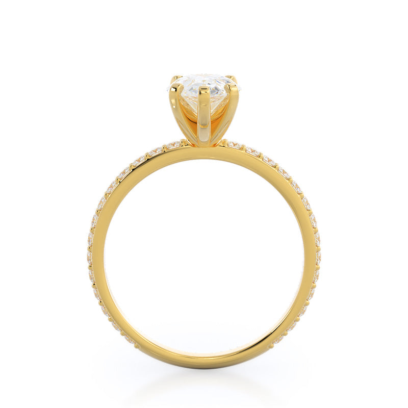 Pear Cut Diamond Pave Engagement Ring with Lab Grown Diamond in 14KT Yellow Gold view 2
