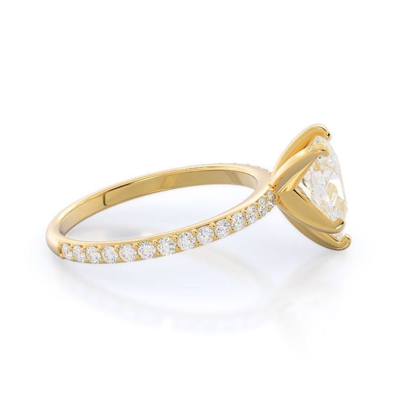 Pear Cut Diamond Pave Engagement Ring with Lab Grown Diamond in 14KT Yellow Gold view 3
