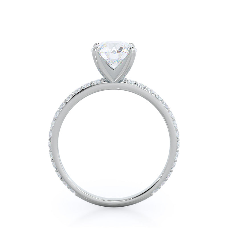 Round Cut Diamond Pave Engagement Ring with Lab Grown Diamond in 14KT Platinum view 2
