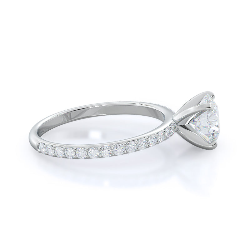 Round Cut Diamond Pave Engagement Ring with Lab Grown Diamond in 14KT Platinum view 3
