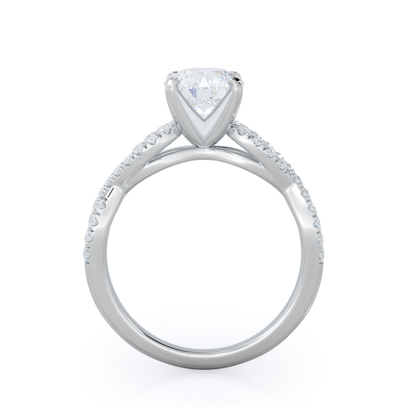 Braided Cathedral Diamond Engagement Ring with Round Cut Diamond in 14KT Platinum view 2
