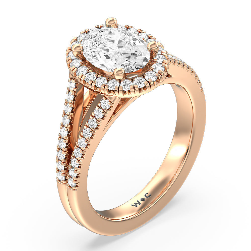 Split Shank French Halo 2 5/8 CTTW Round Cut Lab Grown Diamond ...