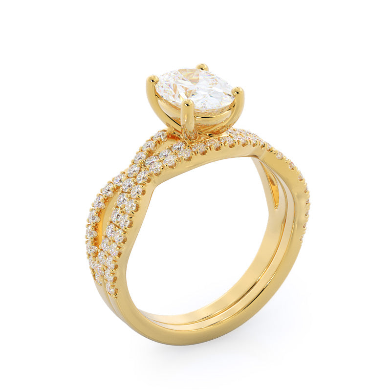 Forever Twisting Diamond Engagement Ring with Cushion Cut Diamond in 14KT Yellow Gold view 4
