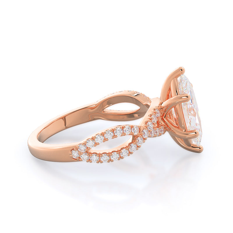 Forever Twisting Diamond Engagement Ring with Marquise Cut Diamond in 14KT Rose Gold view 3
