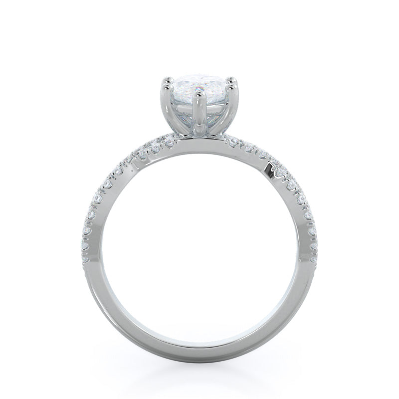 Forever Twisting Diamond Engagement Ring with Marquise Cut Diamond in 14KT Platinum view 2
