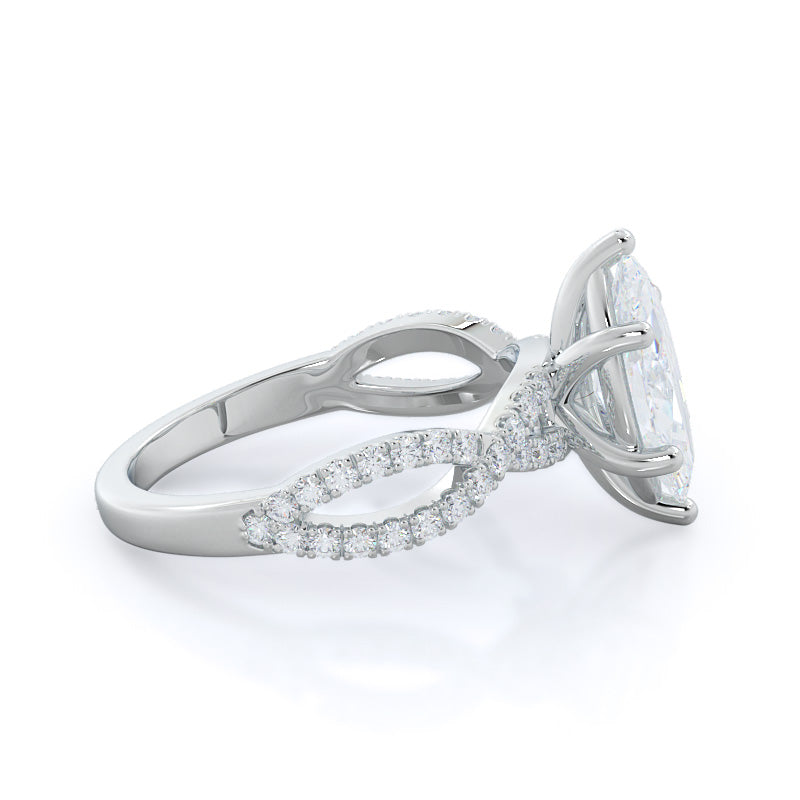 Forever Twisting Diamond Engagement Ring with Marquise Cut Diamond in 14KT Platinum view 3
