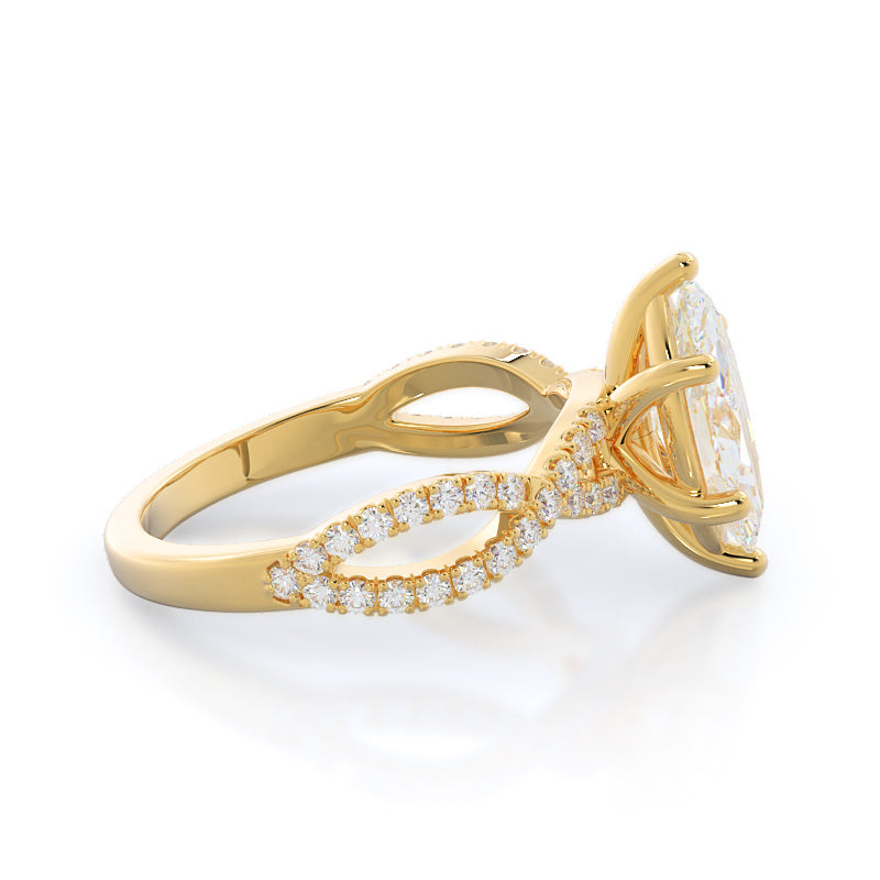 Forever Twisting Diamond Engagement Ring with Marquise Cut Diamond in 14KT Yellow Gold view 3
