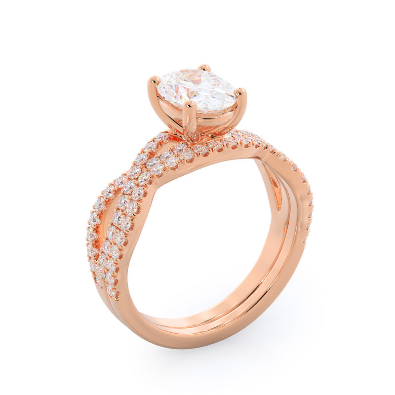 Forever Twisting Diamond Engagement Ring with Pear Cut Diamond in 14KT Rose Gold view 4
