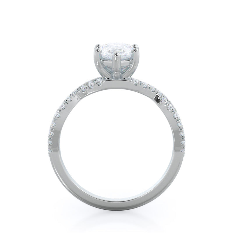 Forever Twisting Diamond Engagement Ring with Pear Cut Diamond in 14KT Platinum view 2
