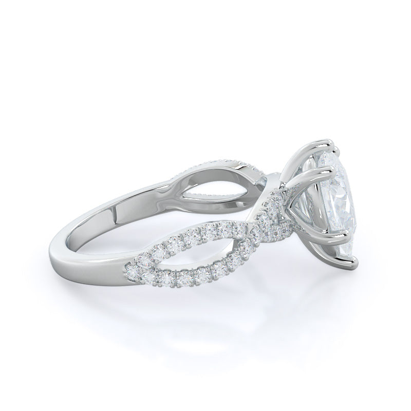 Forever Twisting Diamond Engagement Ring with Pear Cut Diamond in 14KT Platinum view 3
