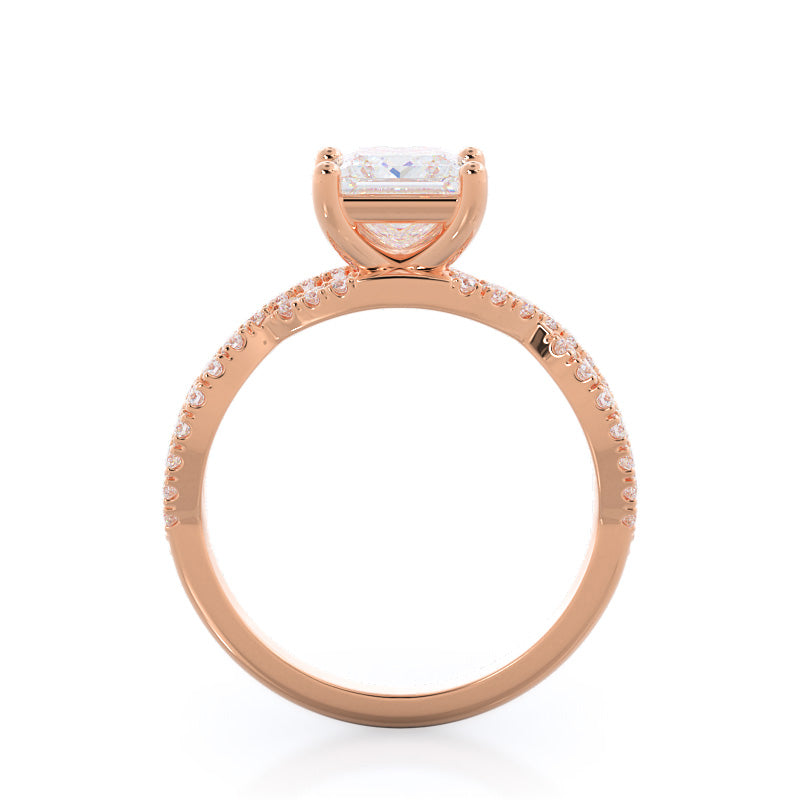 Forever Twisting Diamond Engagement Ring with Princess Cut Diamond in 14KT Rose Gold view 2
