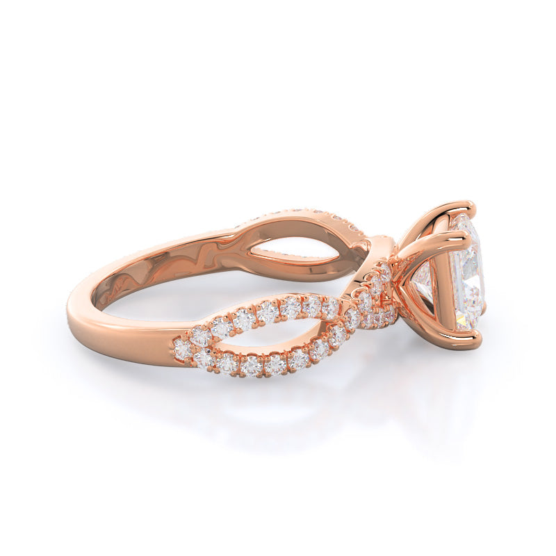 Forever Twisting Diamond Engagement Ring with Princess Cut Diamond in 14KT Rose Gold view 3
