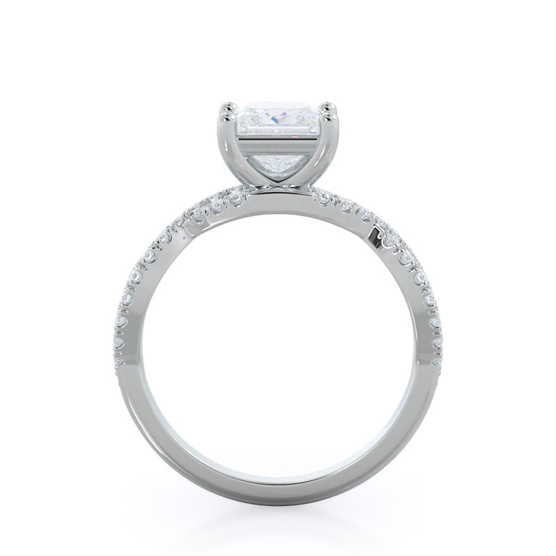 Forever Twisting Diamond Engagement Ring with Princess Cut Diamond in 14KT Platinum view 2

