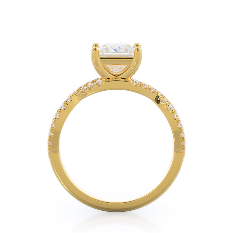 Forever Twisting Diamond Engagement Ring with Princess Cut Diamond in 14KT Yellow Gold view 2
