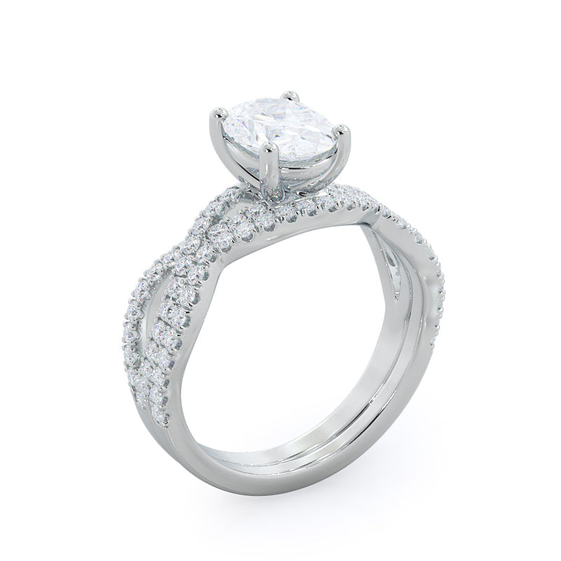 Forever Twisting Diamond Engagement Ring with Radiant Cut Diamond in 14KT Platinum view 4
