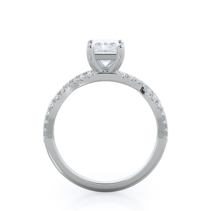 Forever Twisting Diamond Engagement Ring with Radiant Cut Diamond in 14KT Platinum view 2

