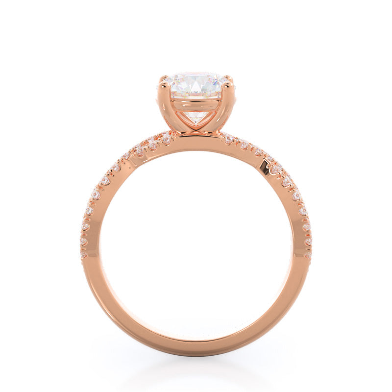 Forever Twisting Diamond Engagement Ring with Round Cut Diamond in 14KT Rose Gold view 2
