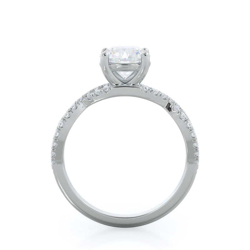 Forever Twisting Diamond Engagement Ring with Round Cut Diamond in 14KT Platinum view 2

