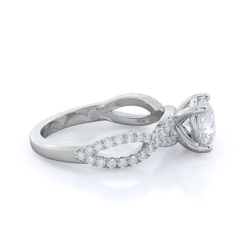 Forever Twisting Diamond Engagement Ring with Round Cut Diamond in 14KT Platinum view 3
