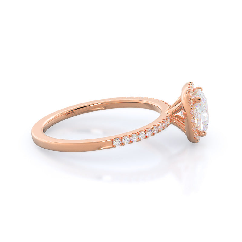 Pave Halo Diamond Engagement Ring with Cushion Cut Diamond in 14KT Rose Gold view 3

