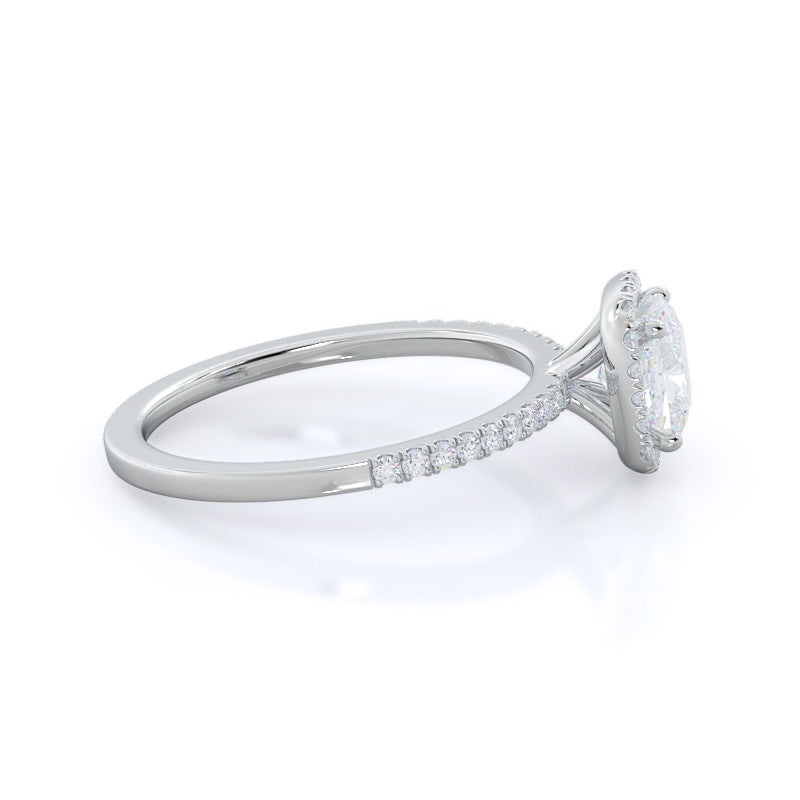 Pave Halo Diamond Engagement Ring with Cushion Cut Diamond in 14KT Platinum view 3
