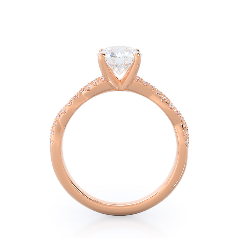 Winding Diamond Engagement Ring with Round Cut Diamond in 14KT Rose Gold view 2

